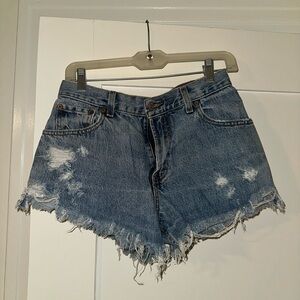 Distressed Blue Denim Women Shorts